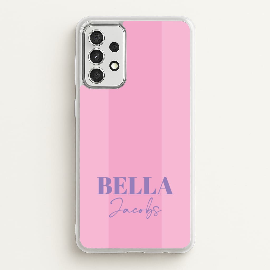 Pink Stripe Personalised Name - Personalised Phone Case for Galaxy A52 / A52s
