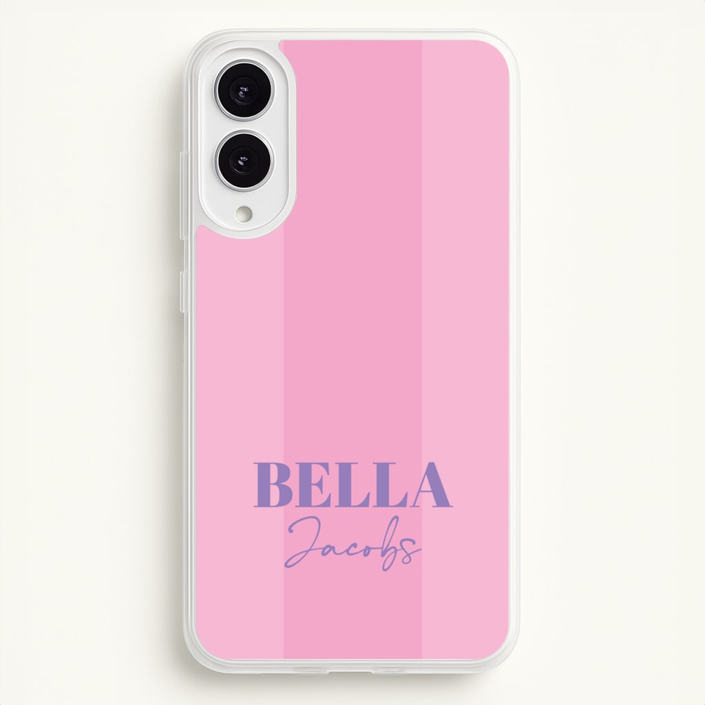 Pink Stripe Personalised Name - Personalised Phone Case for Galaxy S25 Edge
