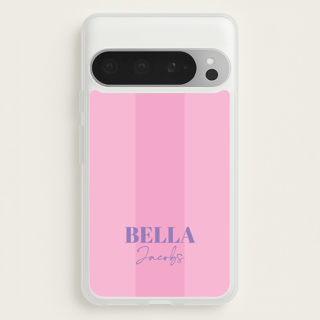 Pink Stripe Personalised Name - Personalised Phone Case for Google Pixel 9 Pro XL