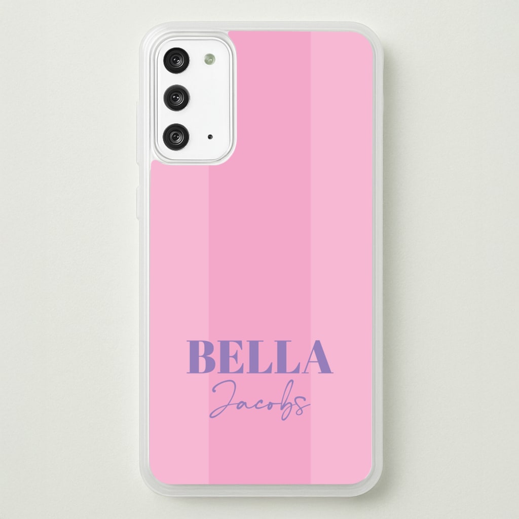Pink Stripe Personalised Name - Personalised Phone Case for Galaxy Note 20