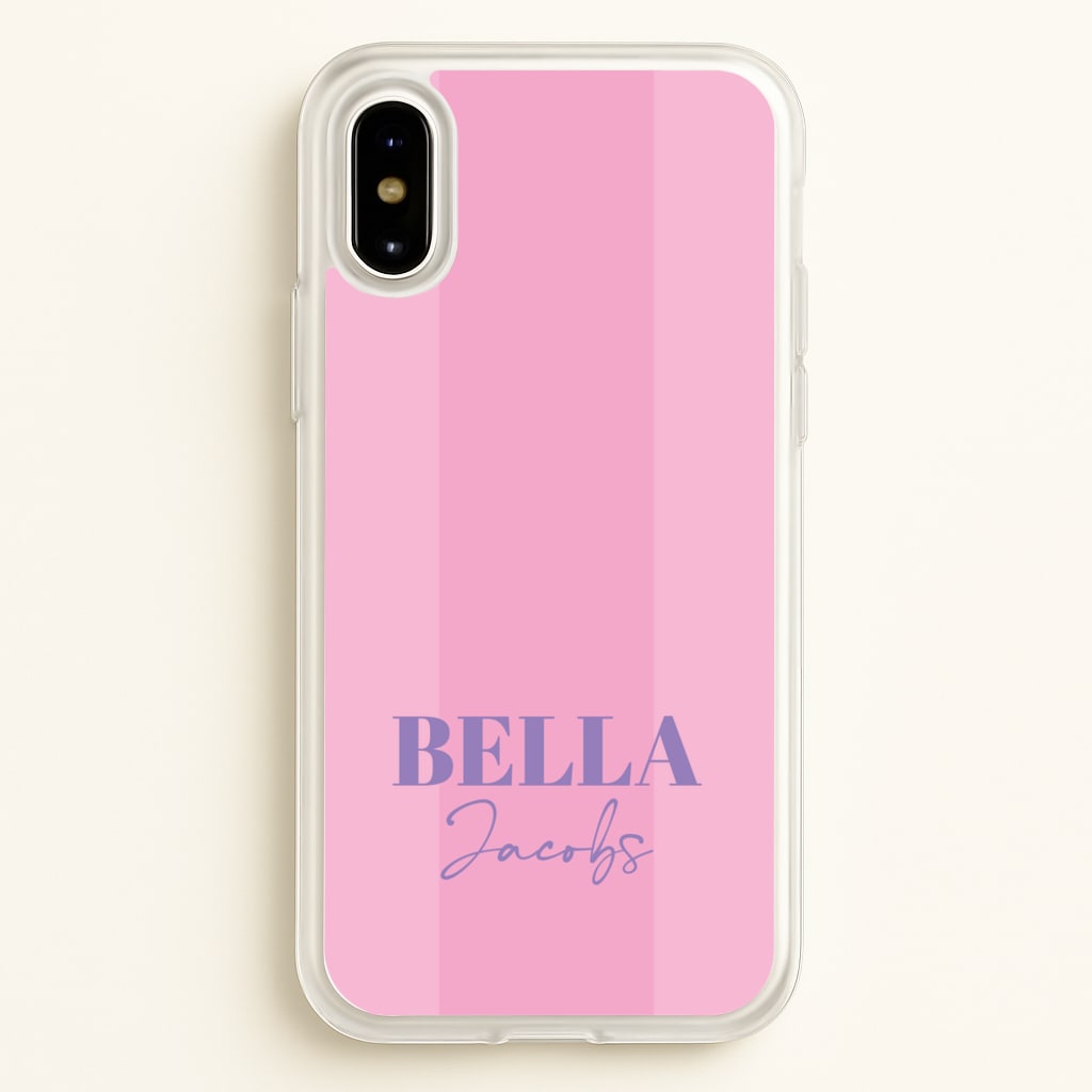 Pink Stripe Personalised Name - Personalised Phone Case for iPhone X / XS