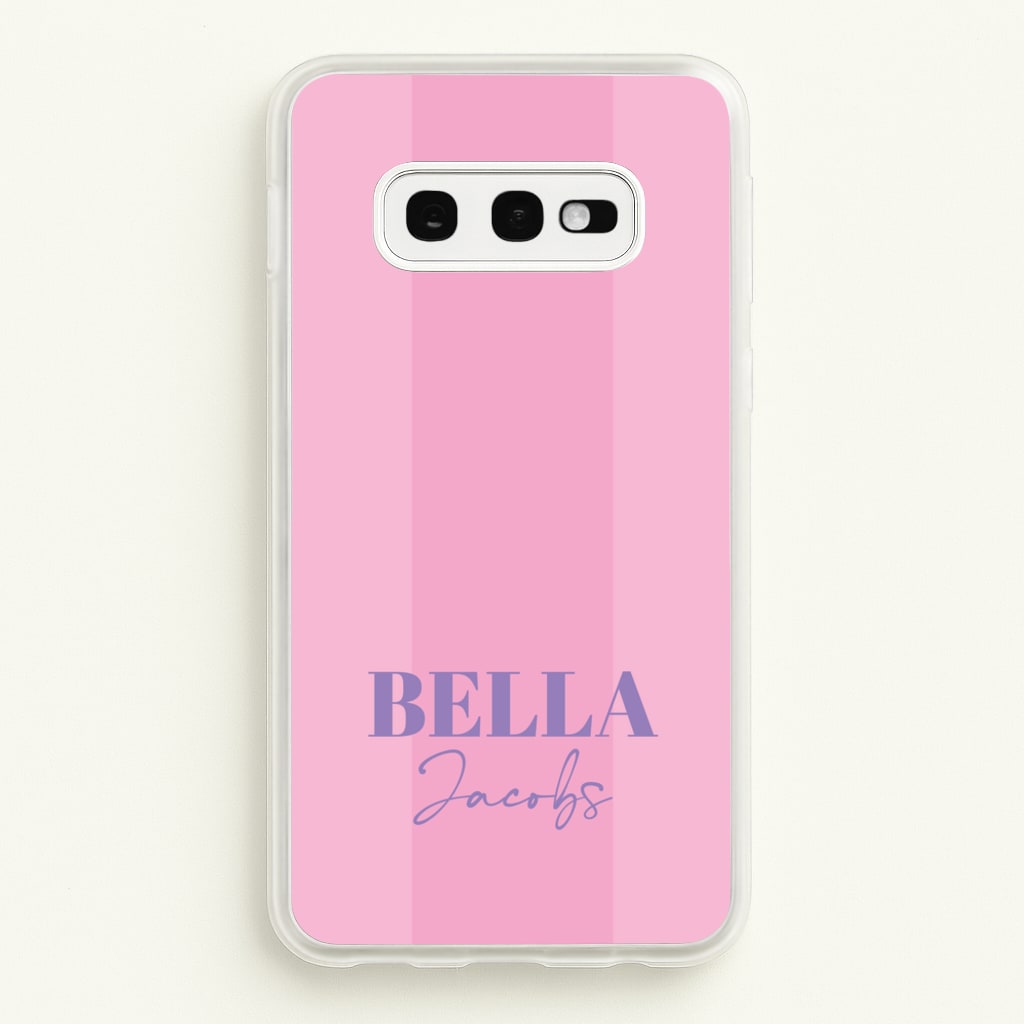 Pink Stripe Personalised Name - Personalised Phone Case for Galaxy S10e