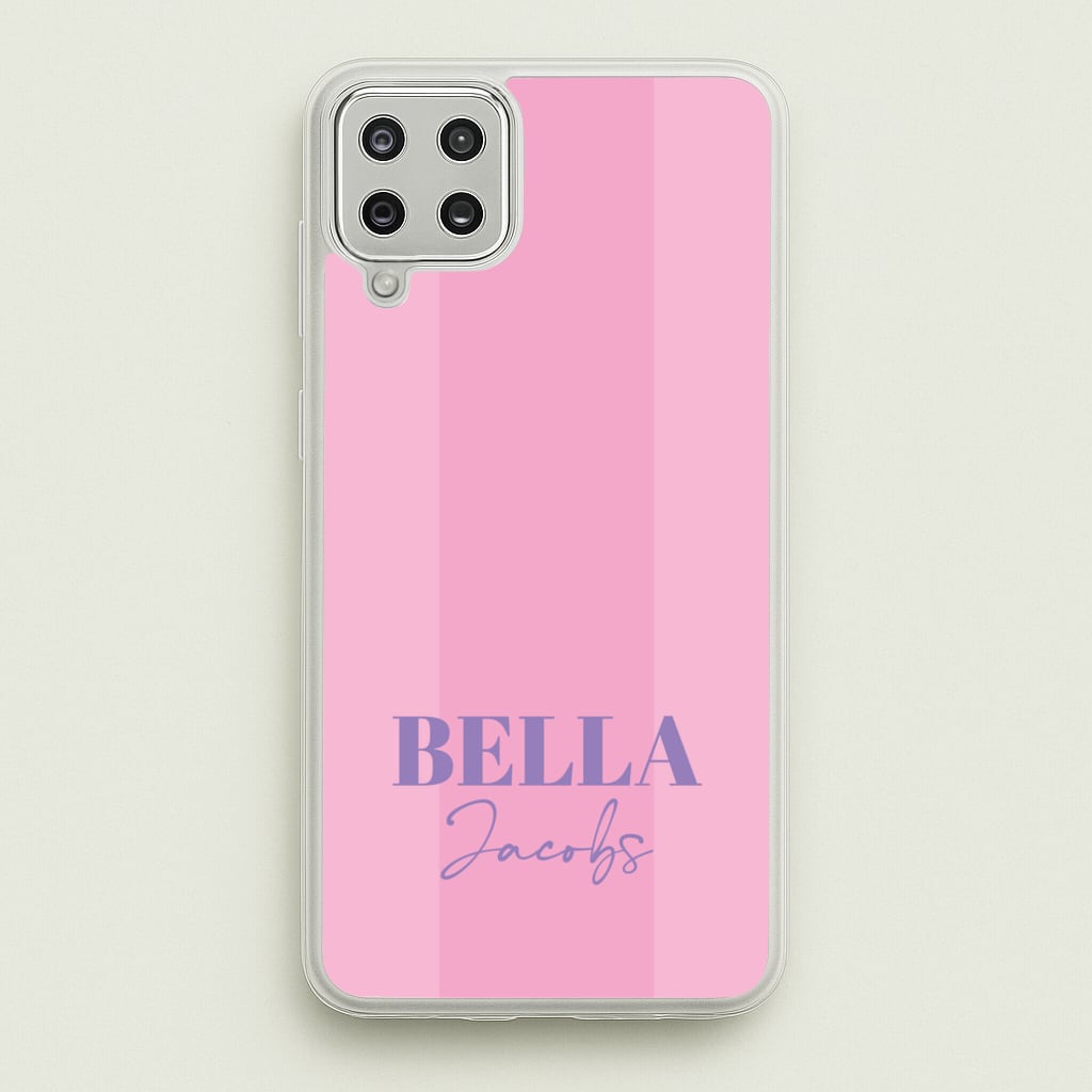 Pink Stripe Personalised Name - Personalised Phone Case for Galaxy A12