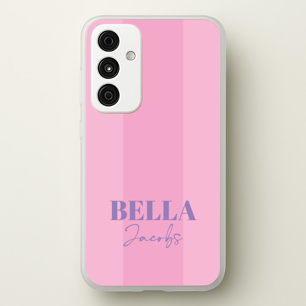 Pink Stripe Personalised Name - Personalised Phone Case for Galaxy A55
