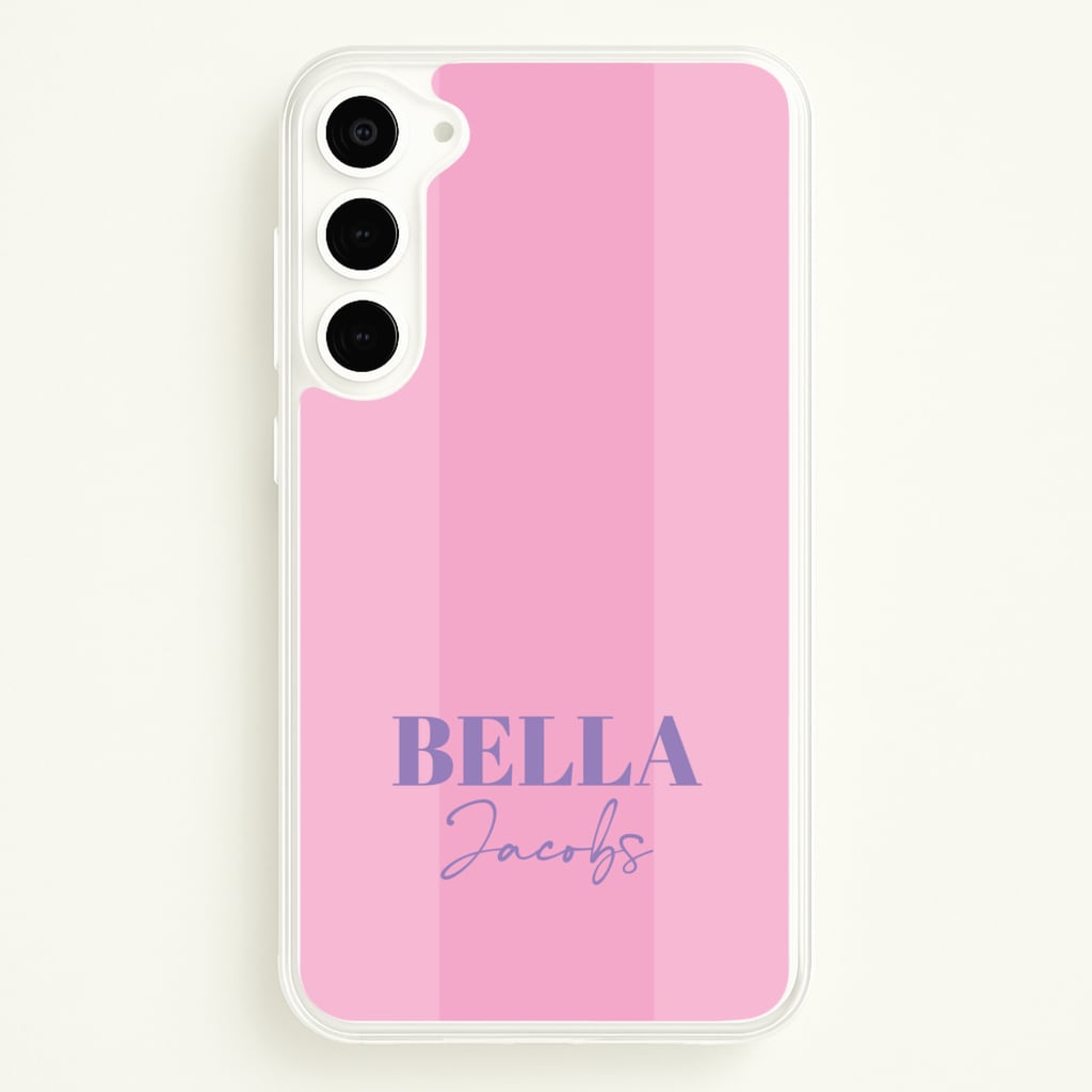 Pink Stripe Personalised Name - Personalised Phone Case for Galaxy S23