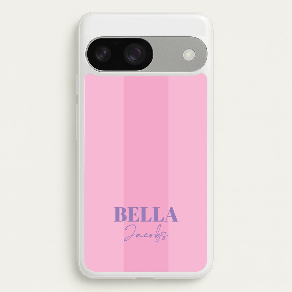 Pink Stripe Personalised Name - Personalised Phone Case for Google Pixel 9 / 9 Pro