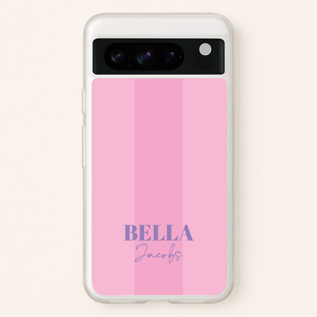 Pink Stripe Personalised Name - Personalised Phone Case for Google Pixel 8 Pro
