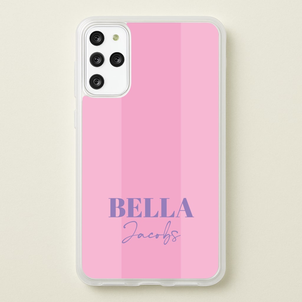 Pink Stripe Personalised Name - Personalised Phone Case for Galaxy S20 Plus