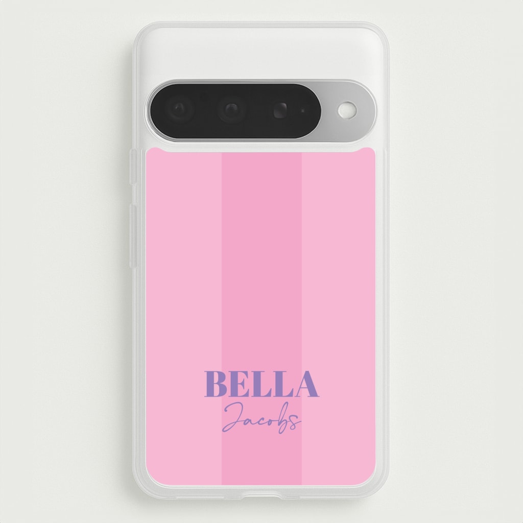 Pink Stripe Personalised Name Phone Case for Google Pixel 10 Pro XL