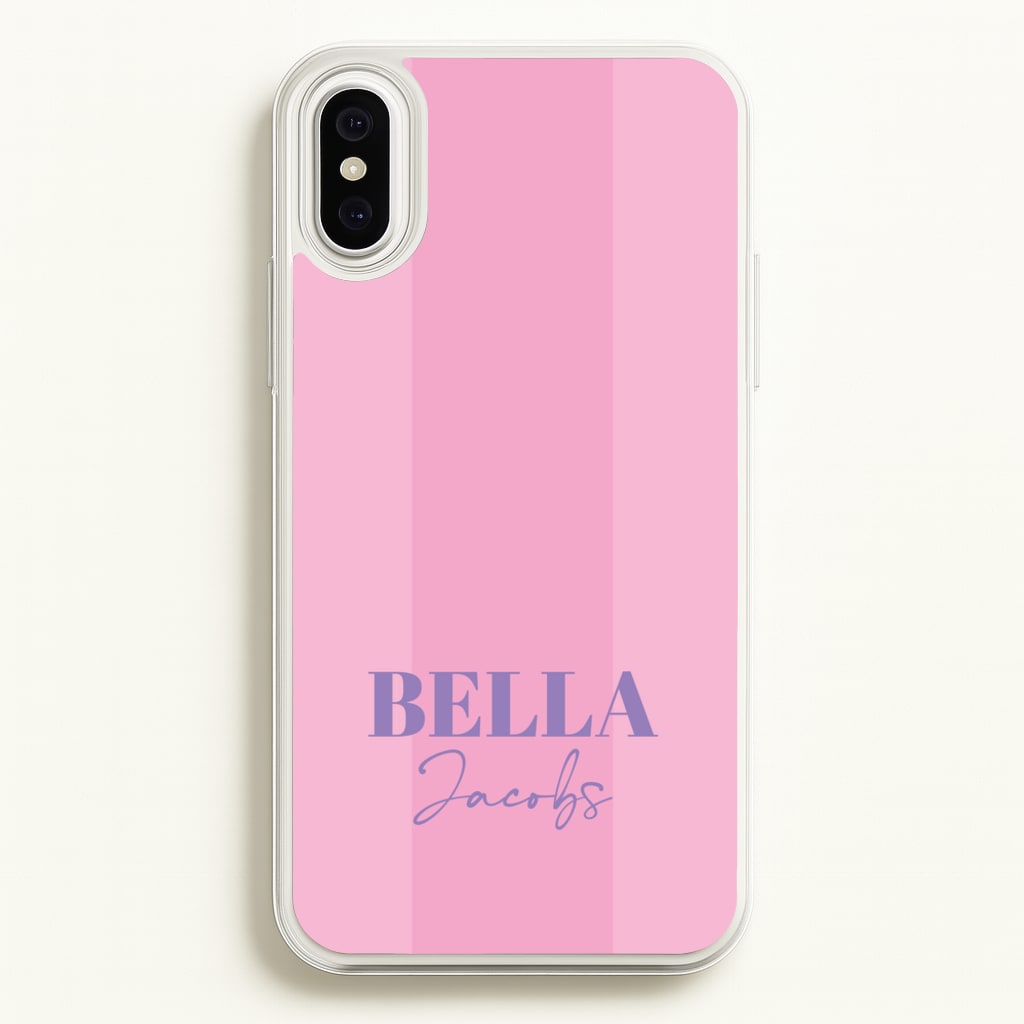 Pink Stripe Personalised Name - Personalised Phone Case for iPhone XS Max