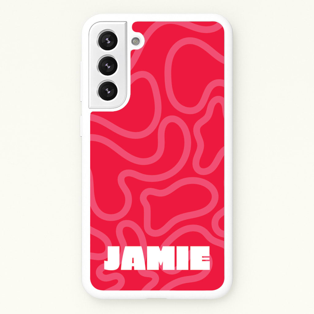 Red And Pink Squiggles Personalised Name - Personalised Phone Case for Galaxy S21FE