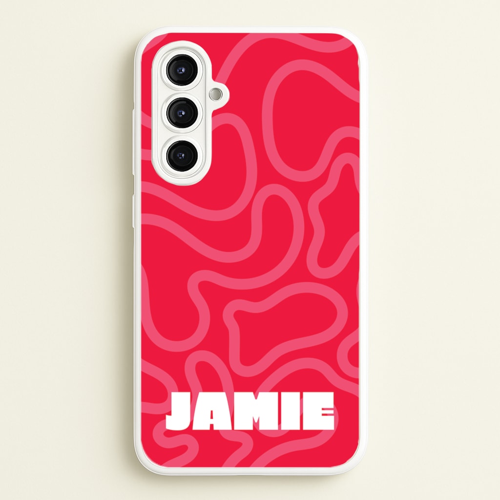 Red And Pink Squiggles Personalised Name - Personalised Phone Case for Galaxy A16