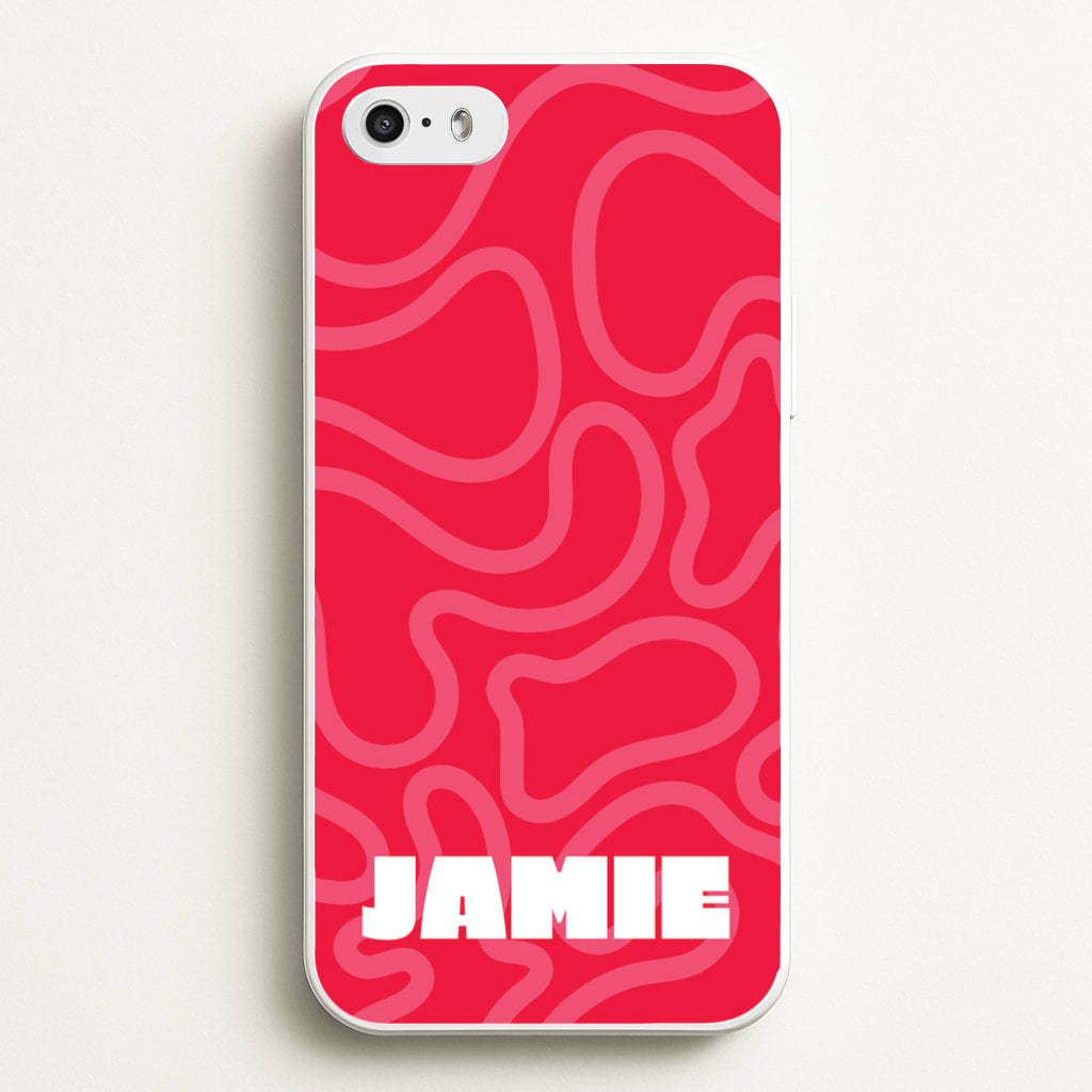 Red And Pink Squiggles Personalised Name - Personalised Phone Case for iPhone 5 / 5s / SE 2016