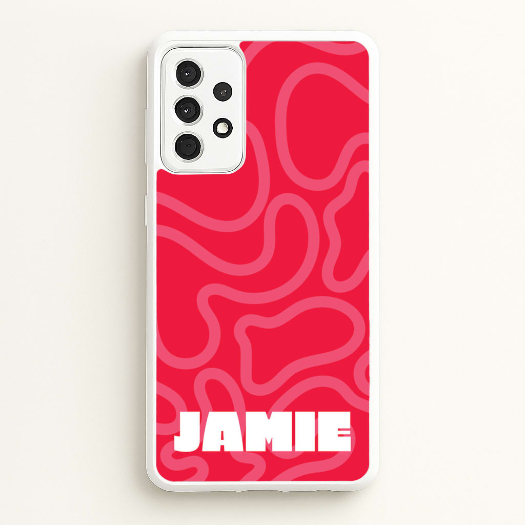Red And Pink Squiggles Personalised Name - Personalised Phone Case for Galaxy A52 / A52s