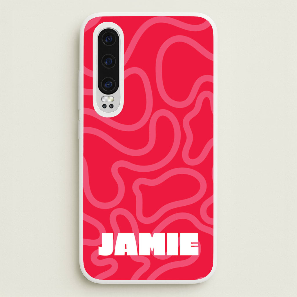 Red And Pink Squiggles Personalised Name - Personalised Phone Case for Huawei P30