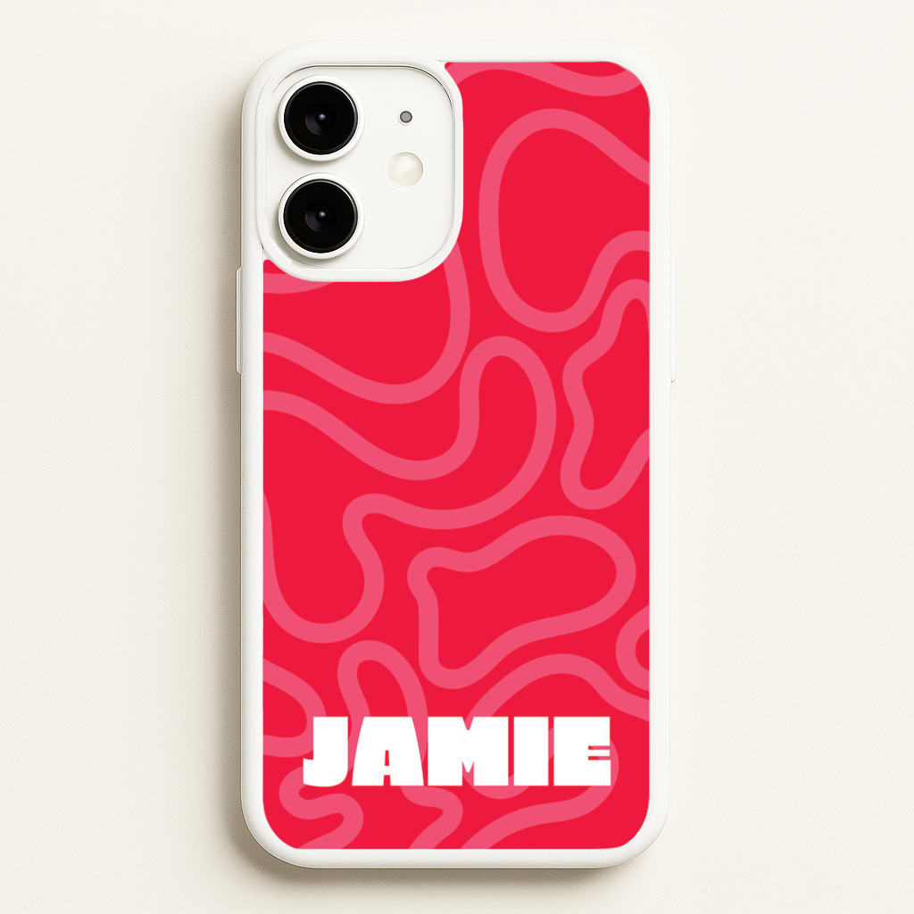 Red And Pink Squiggles Personalised Name - Personalised Phone Case for iPhone 11