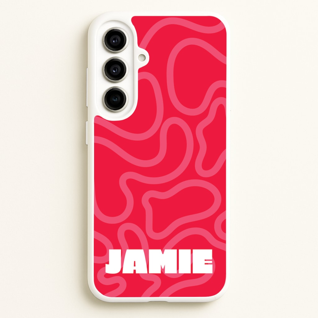 Red And Pink Squiggles Personalised Name - Personalised Phone Case for Galaxy A56