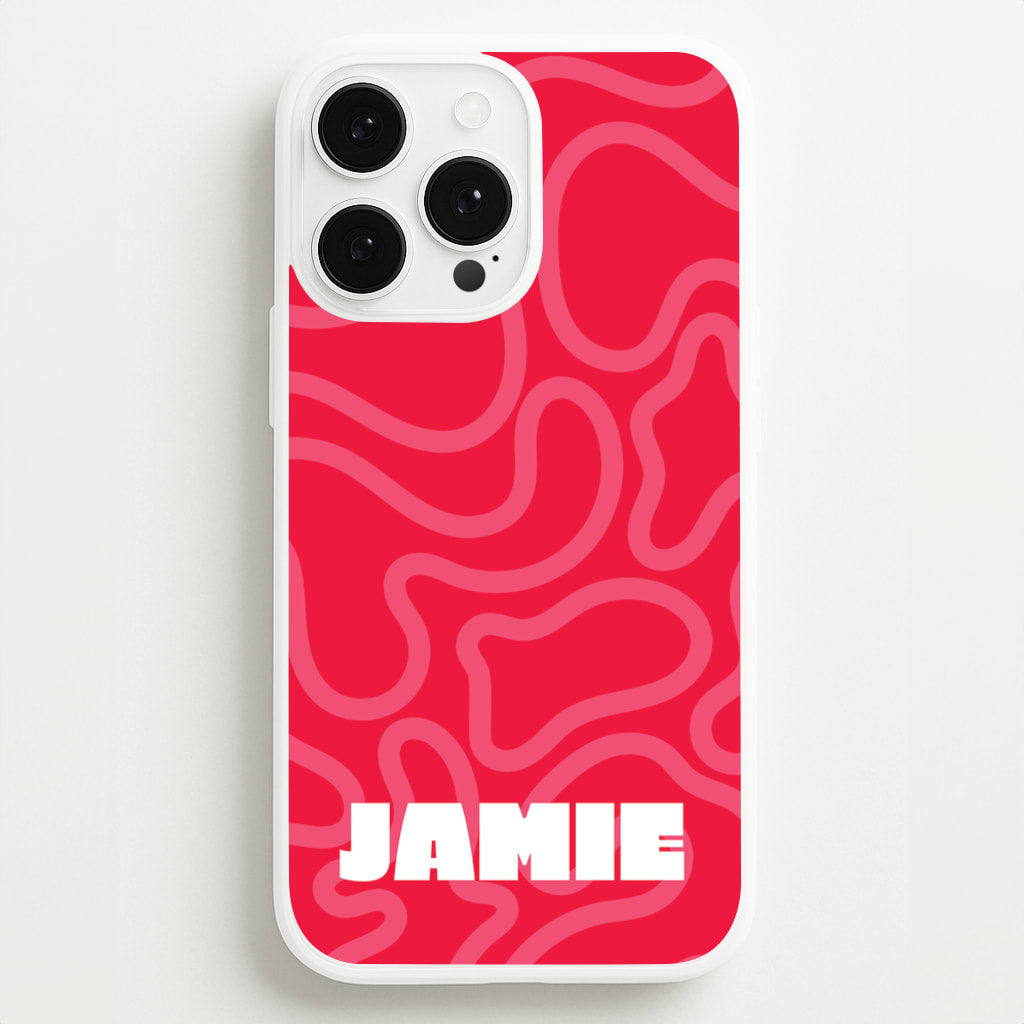 Red And Pink Squiggles Personalised Name - Personalised Phone Case for iPhone 13 Pro Max