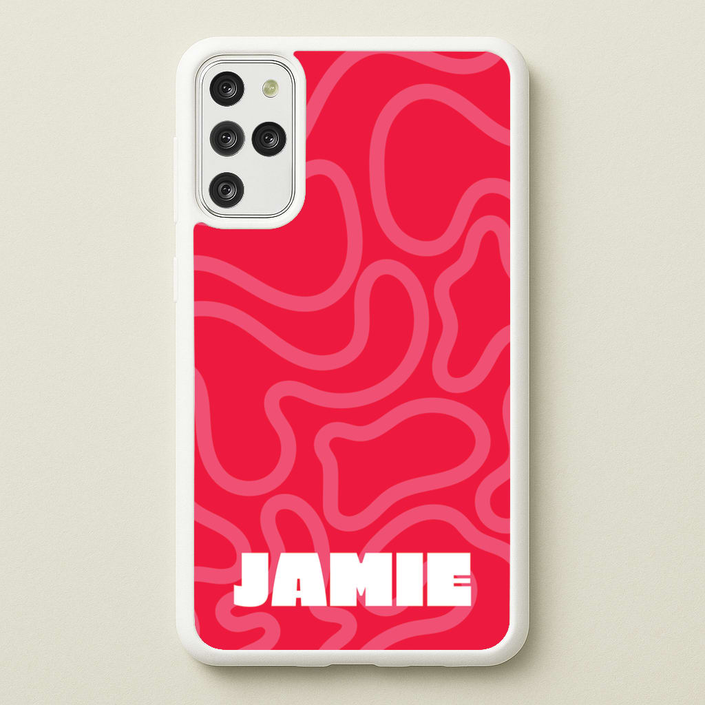 Red And Pink Squiggles Personalised Name - Personalised Phone Case for Galaxy S20 Plus
