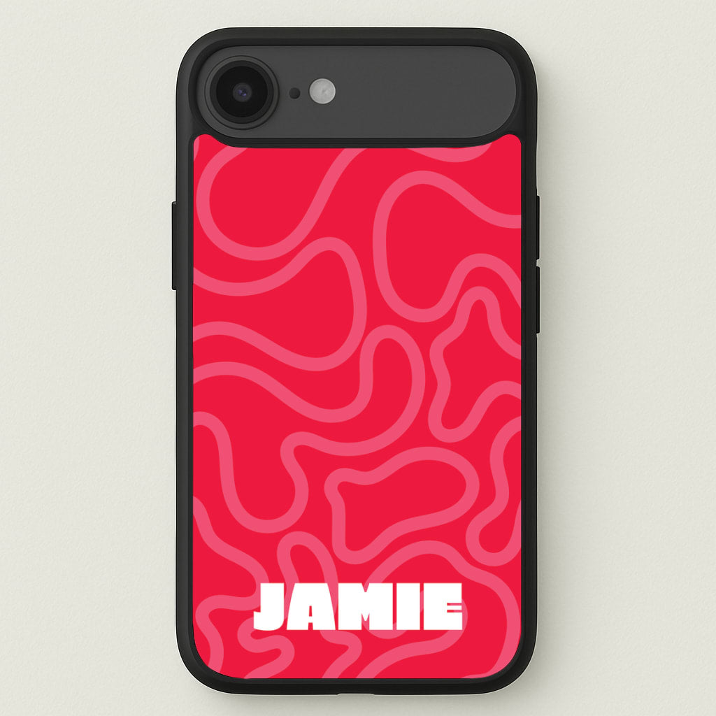 Red And Pink Squiggles Personalised Name Phone Case for iPhone 17 Air