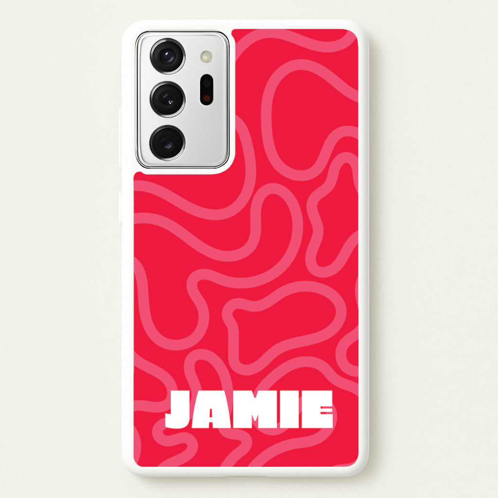 Red And Pink Squiggles Personalised Name - Personalised Phone Case for Galaxy Note 20 Ultra