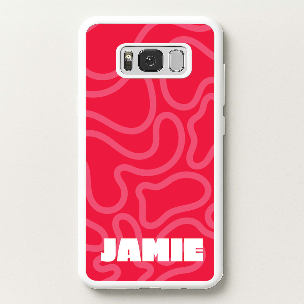 Red And Pink Squiggles Personalised Name - Personalised Phone Case for Galaxy S8