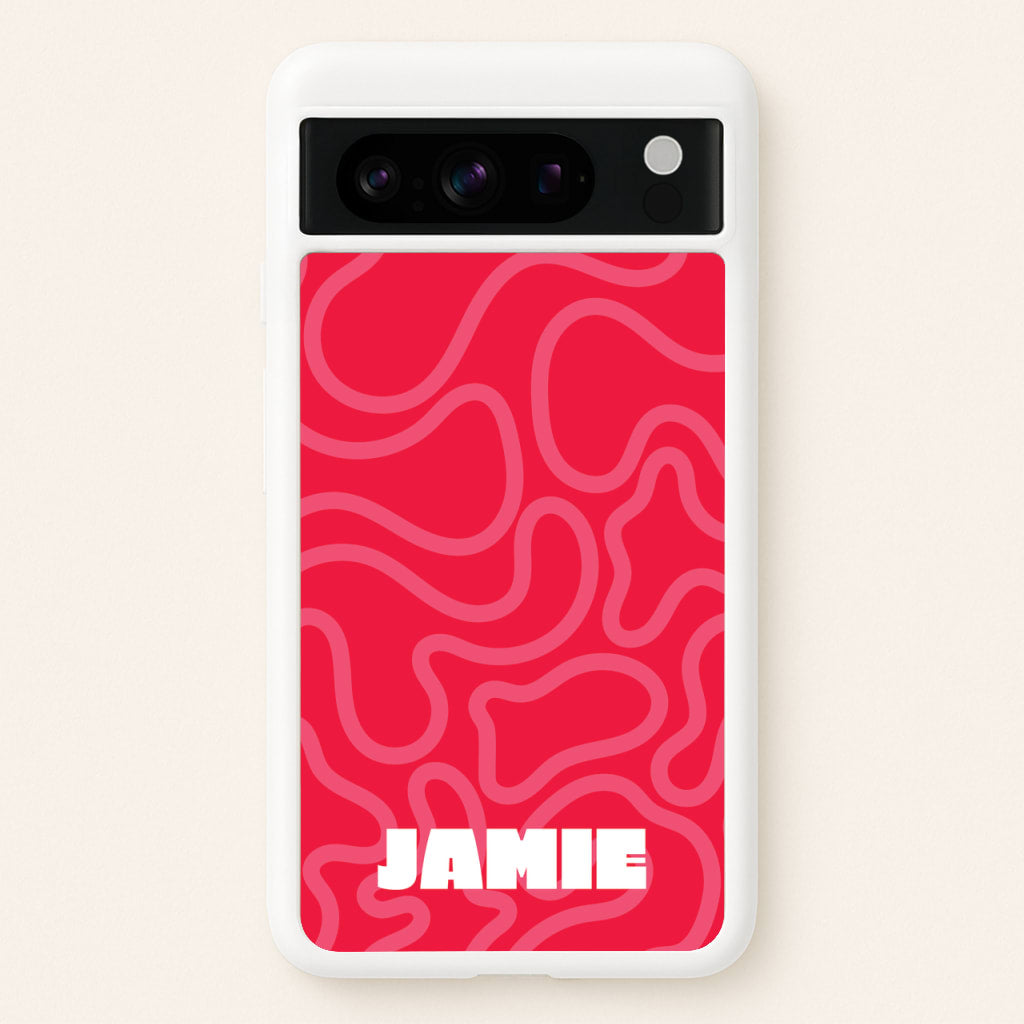 Red And Pink Squiggles Personalised Name - Personalised Phone Case for Google Pixel 8 Pro