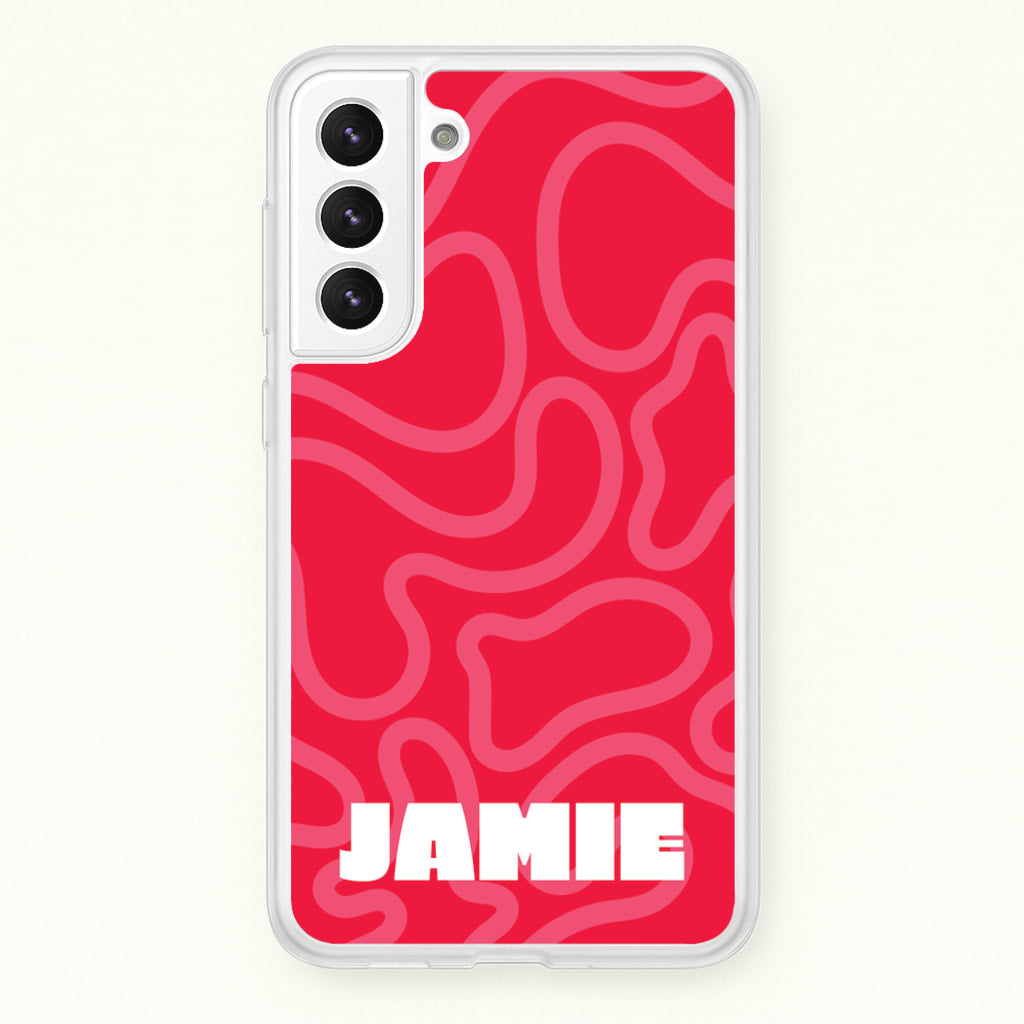 Red And Pink Squiggles Personalised Name - Personalised Phone Case for Galaxy S22 Plus