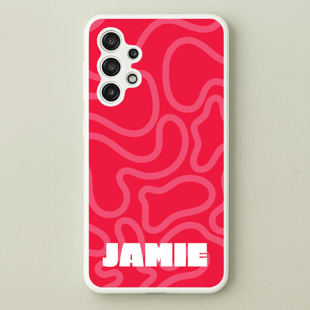 Red And Pink Squiggles Personalised Name - Personalised Phone Case for Galaxy A13