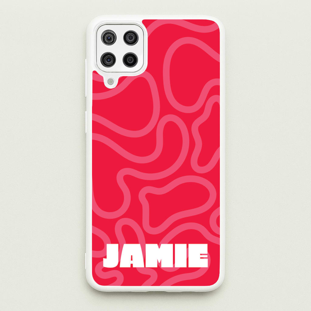 Red And Pink Squiggles Personalised Name - Personalised Phone Case for Galaxy A12