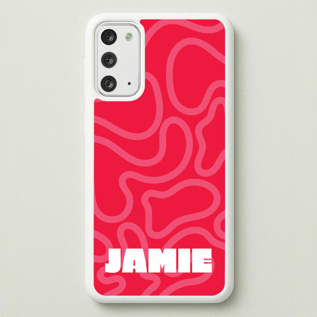 Red And Pink Squiggles Personalised Name - Personalised Phone Case for Galaxy Note 20