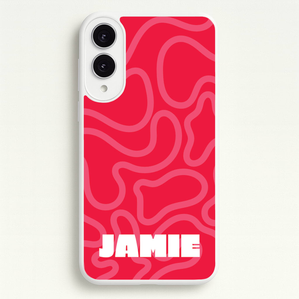 Red And Pink Squiggles Personalised Name - Personalised Phone Case for Galaxy S25 Edge