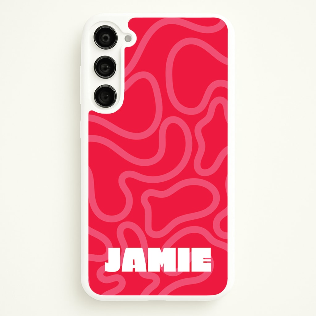 Red And Pink Squiggles Personalised Name - Personalised Phone Case for Galaxy S23 Plus