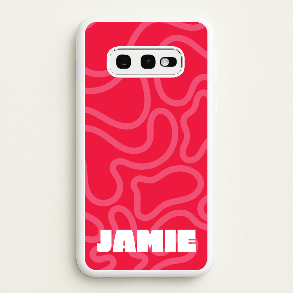 Red And Pink Squiggles Personalised Name - Personalised Phone Case for Galaxy S10e