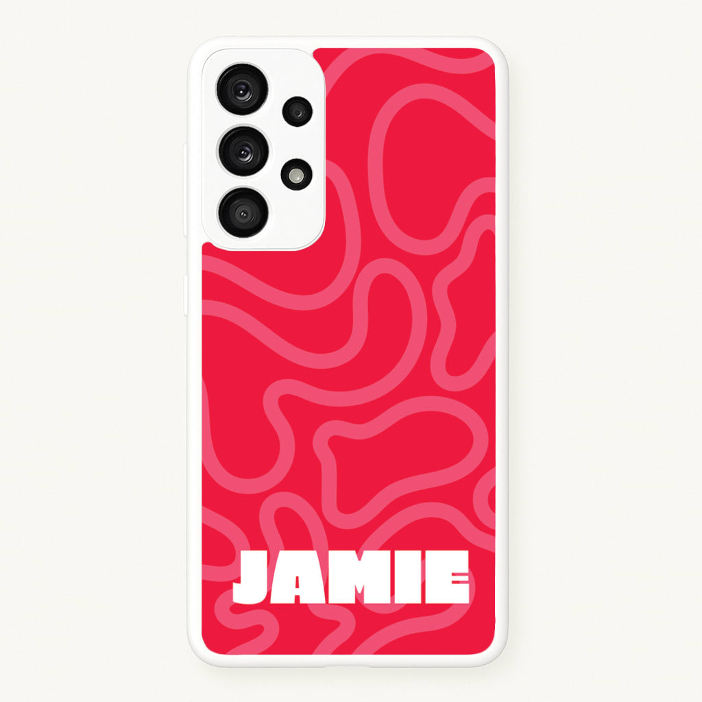 Red And Pink Squiggles Personalised Name - Personalised Phone Case for Galaxy A33