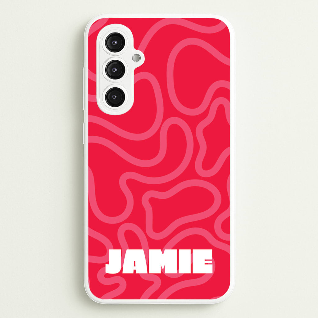 Red And Pink Squiggles Personalised Name - Personalised Phone Case for Galaxy S23FE