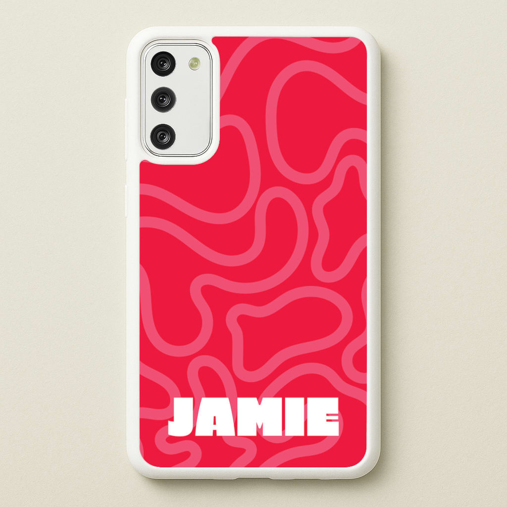 Red And Pink Squiggles Personalised Name - Personalised Phone Case for Galaxy S20