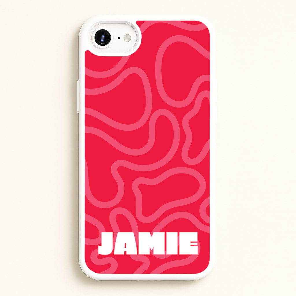 Red And Pink Squiggles Personalised Name - Personalised Phone Case for iPhone 6 / 7 / 8 / SE