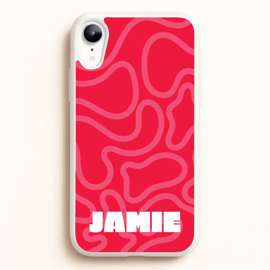 Red And Pink Squiggles Personalised Name - Personalised Phone Case for iPhone XR