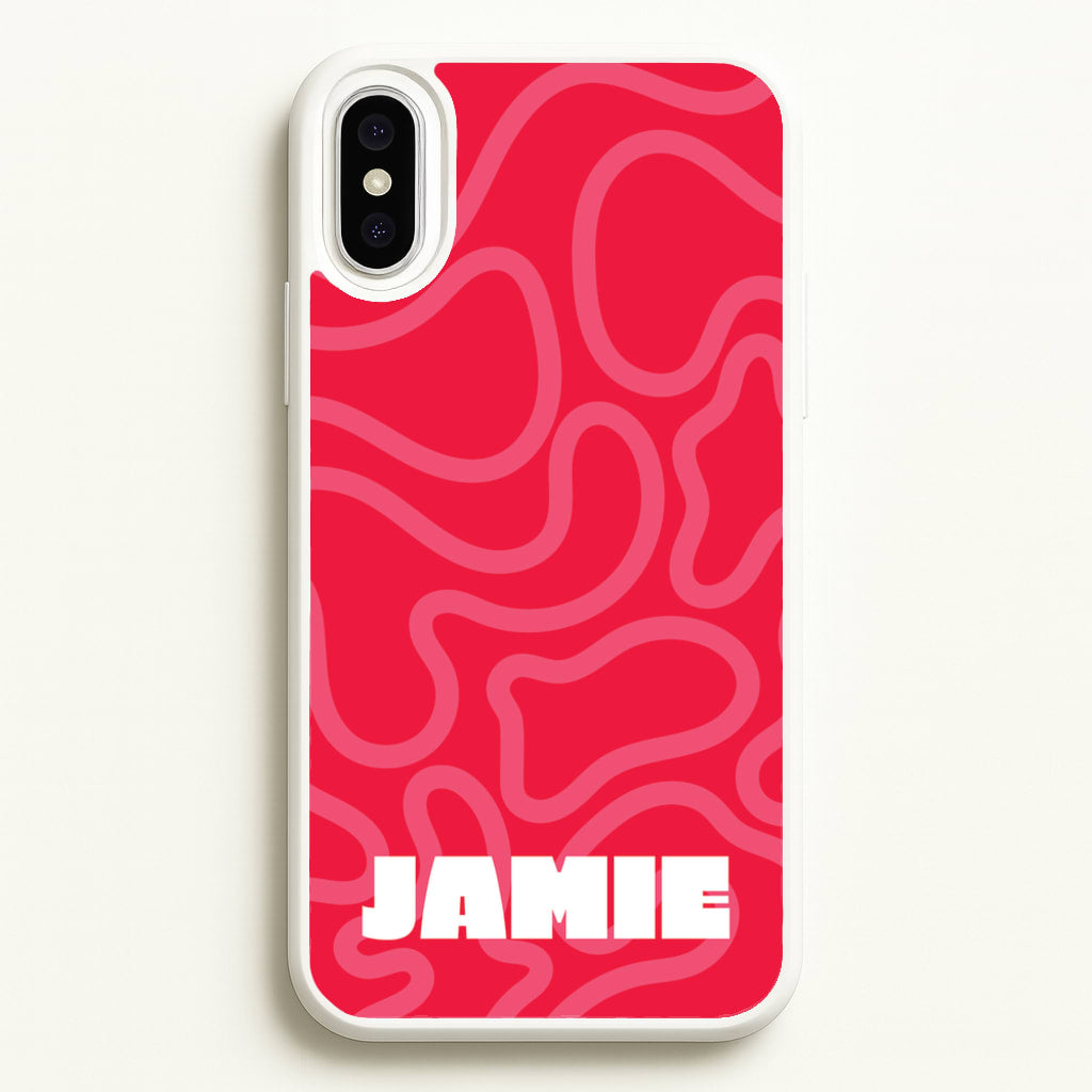 Red And Pink Squiggles Personalised Name - Personalised Phone Case for iPhone XS Max