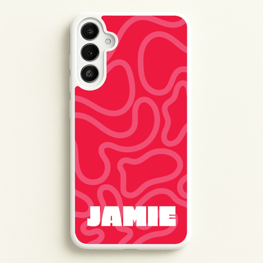 Red And Pink Squiggles Personalised Name - Personalised Phone Case for Galaxy A34
