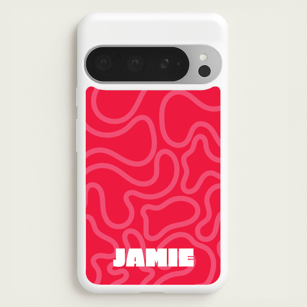 Red And Pink Squiggles Personalised Name - Personalised Phone Case for Google Pixel 9 Pro XL