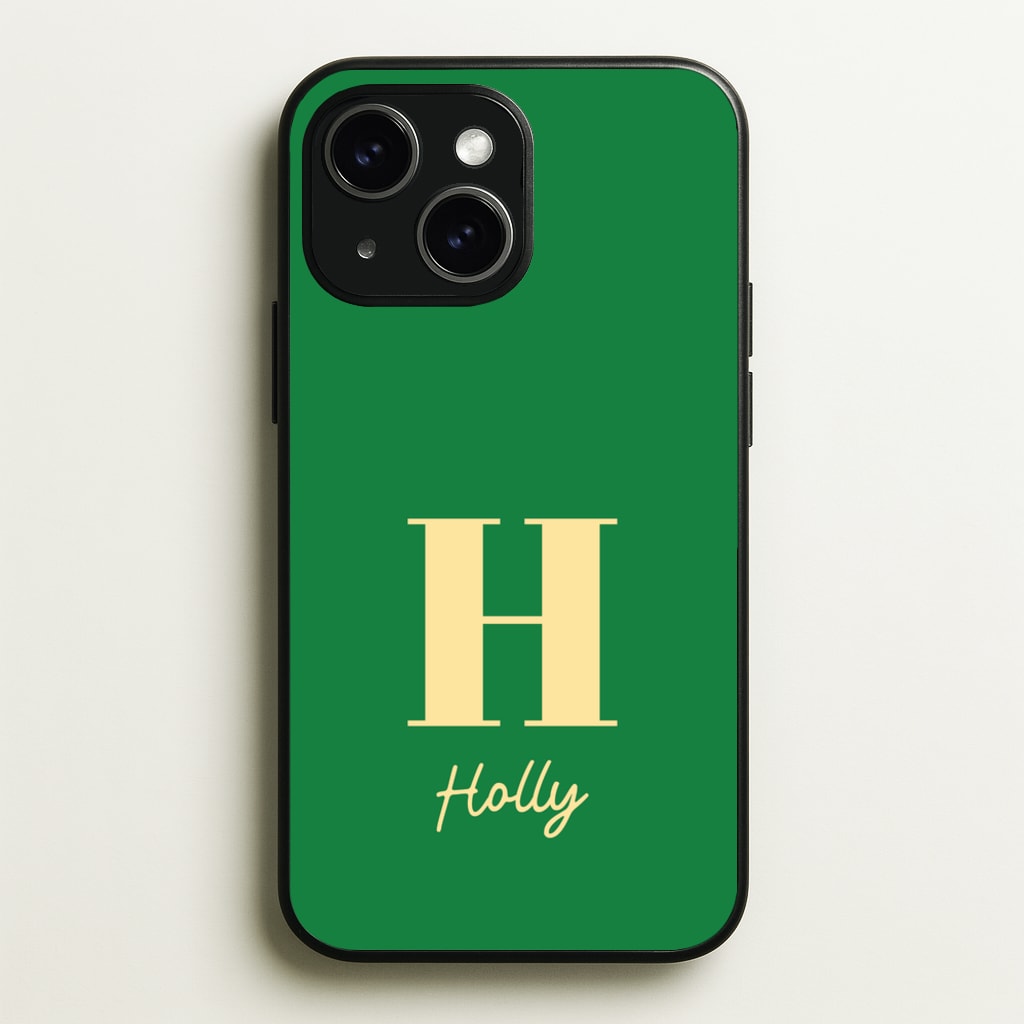 Dark Green Personalised Name - Personalised Phone Case for iPhone 15