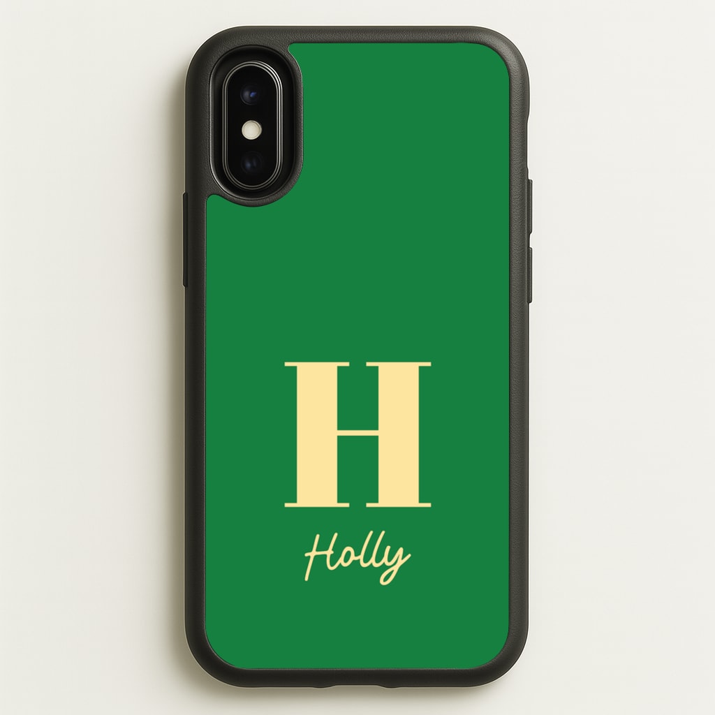Dark Green Personalised Name - Personalised Phone Case for iPhone X / XS