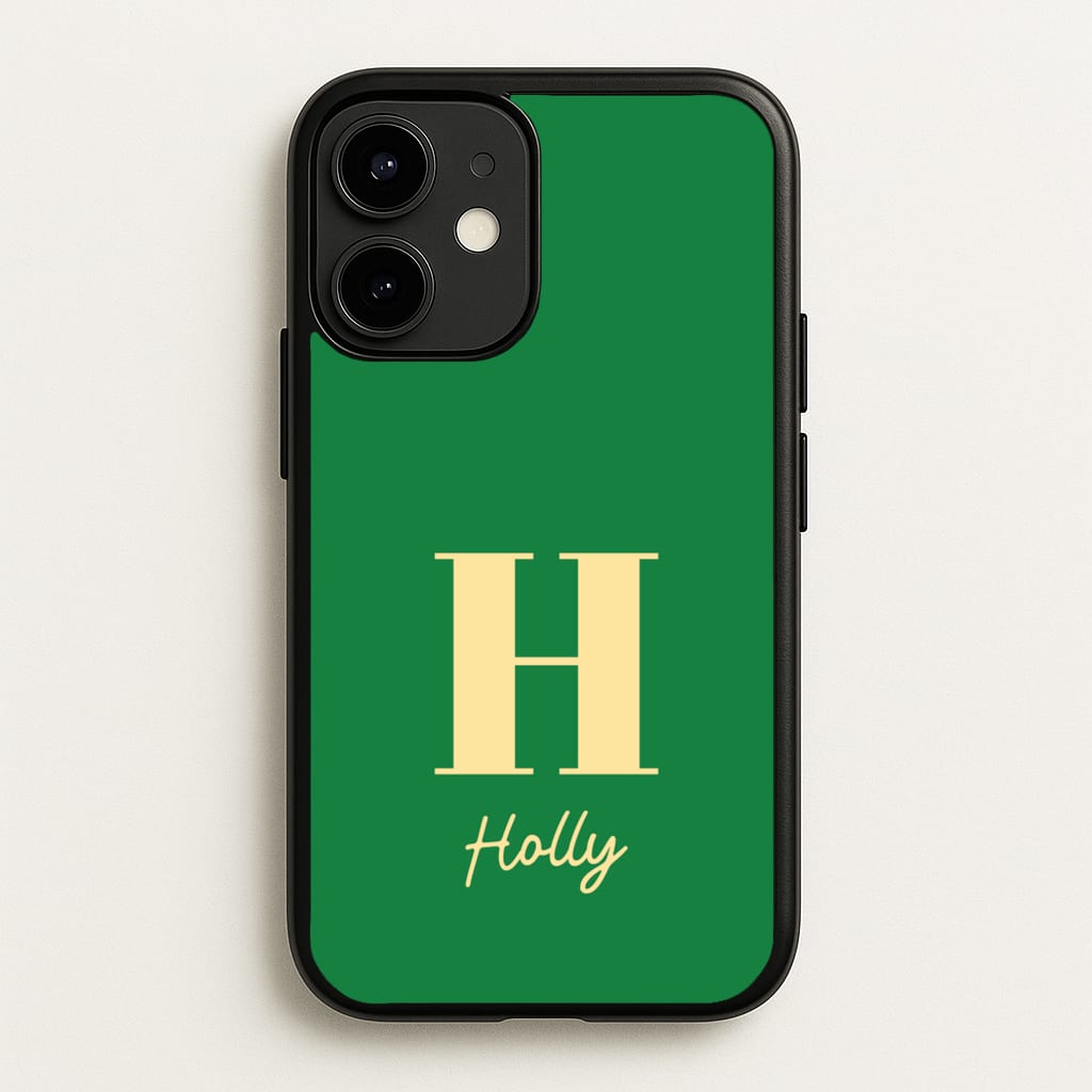Dark Green Personalised Name - Personalised Phone Case for iPhone 12 / 12 Pro