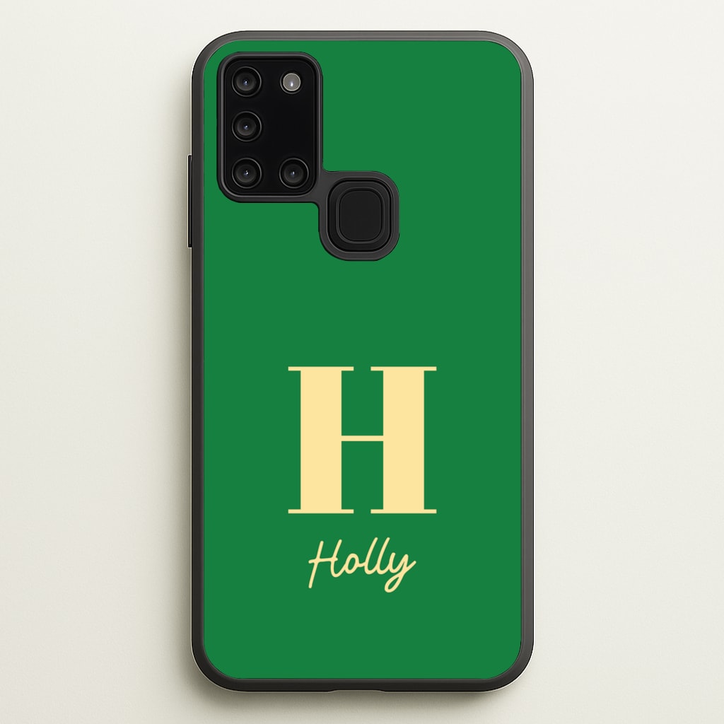 Dark Green Personalised Name - Personalised Phone Case for Galaxy A21s