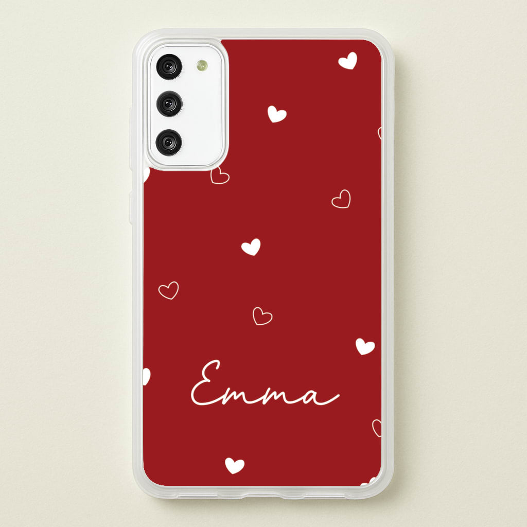 Red Hearts And Outlines Personalised Name - Personalised Phone Case for Galaxy A41