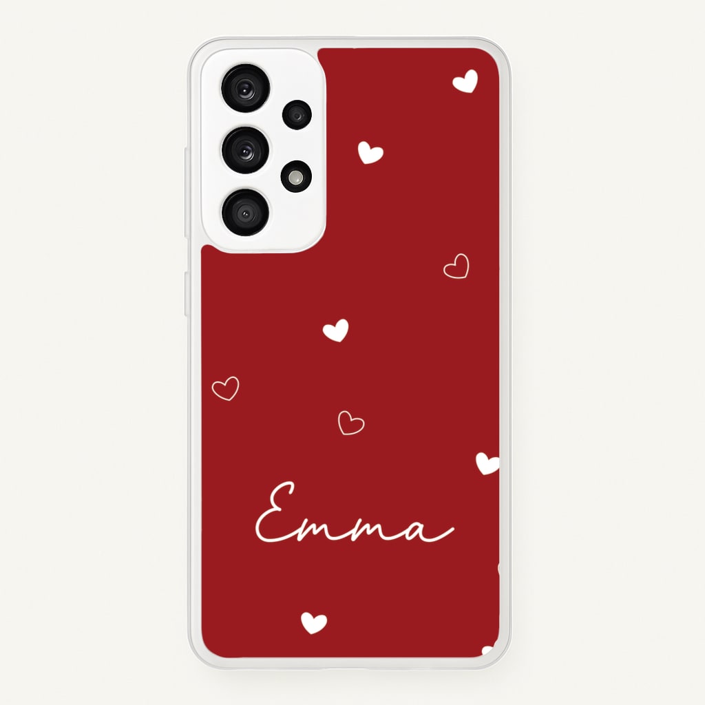 Red Hearts And Outlines Personalised Name - Personalised Phone Case for Galaxy A53