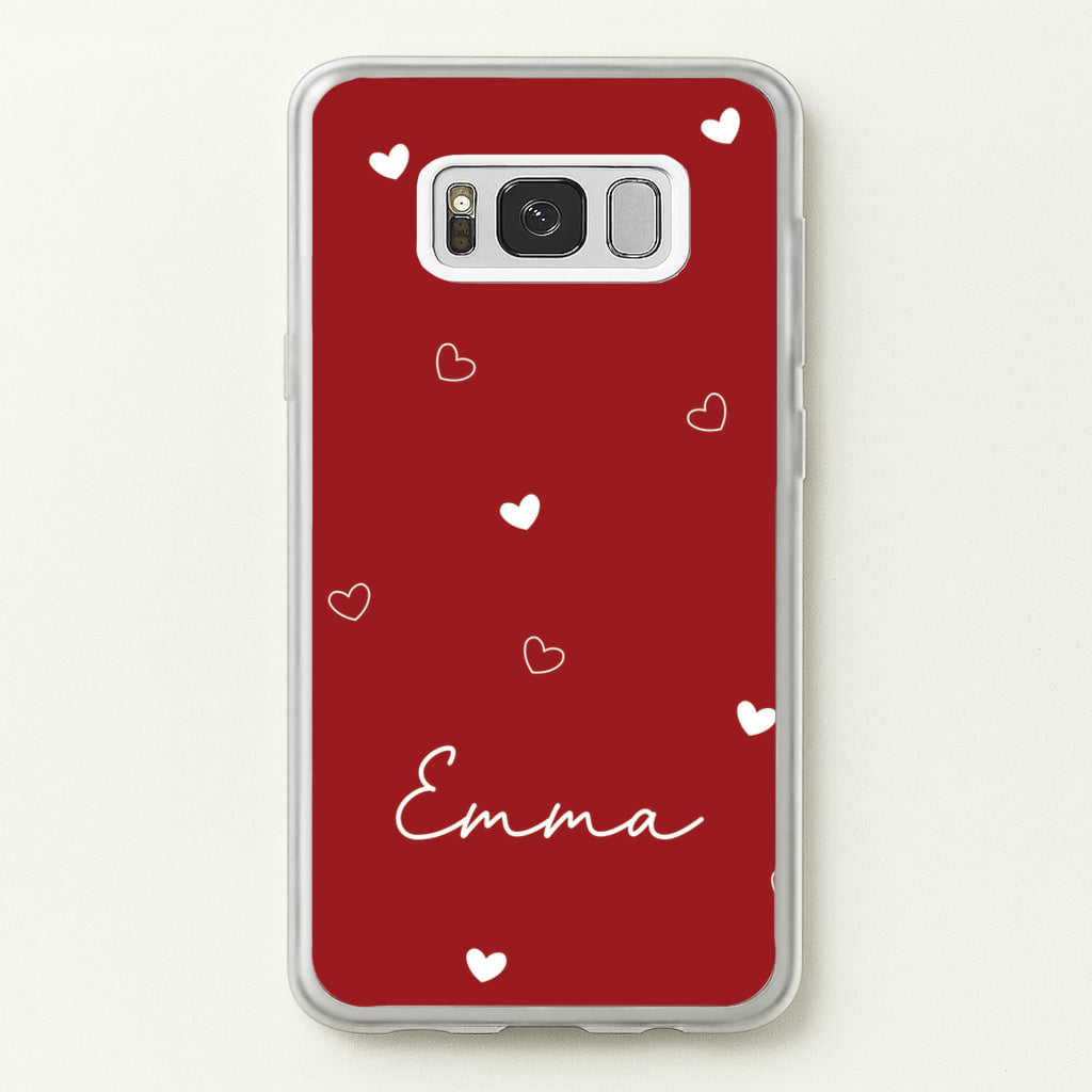 Red Hearts And Outlines Personalised Name - Personalised Phone Case for Galaxy S8