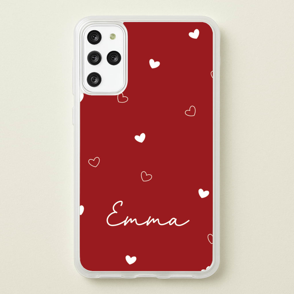 Red Hearts And Outlines Personalised Name - Personalised Phone Case for Galaxy S20 Plus